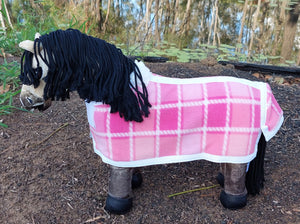 Pink Check Polar Fleece Toy Pony Rug