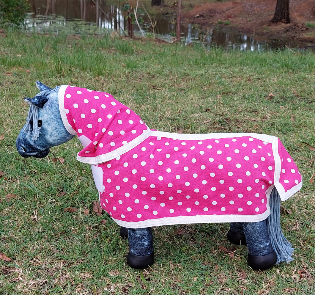 Hot Pink Polka Dot Toy Pony Rug/Neck Combo