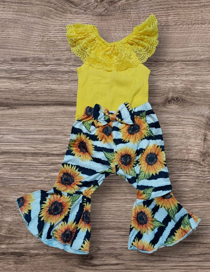 Yellow Romper & Sunflower Pants